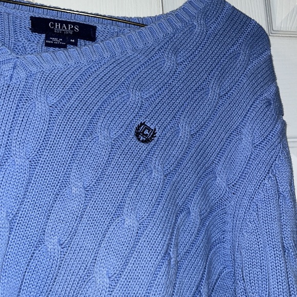Chaps Women's Cable Knit Light Blue Sweater - Picture 3 of 4
